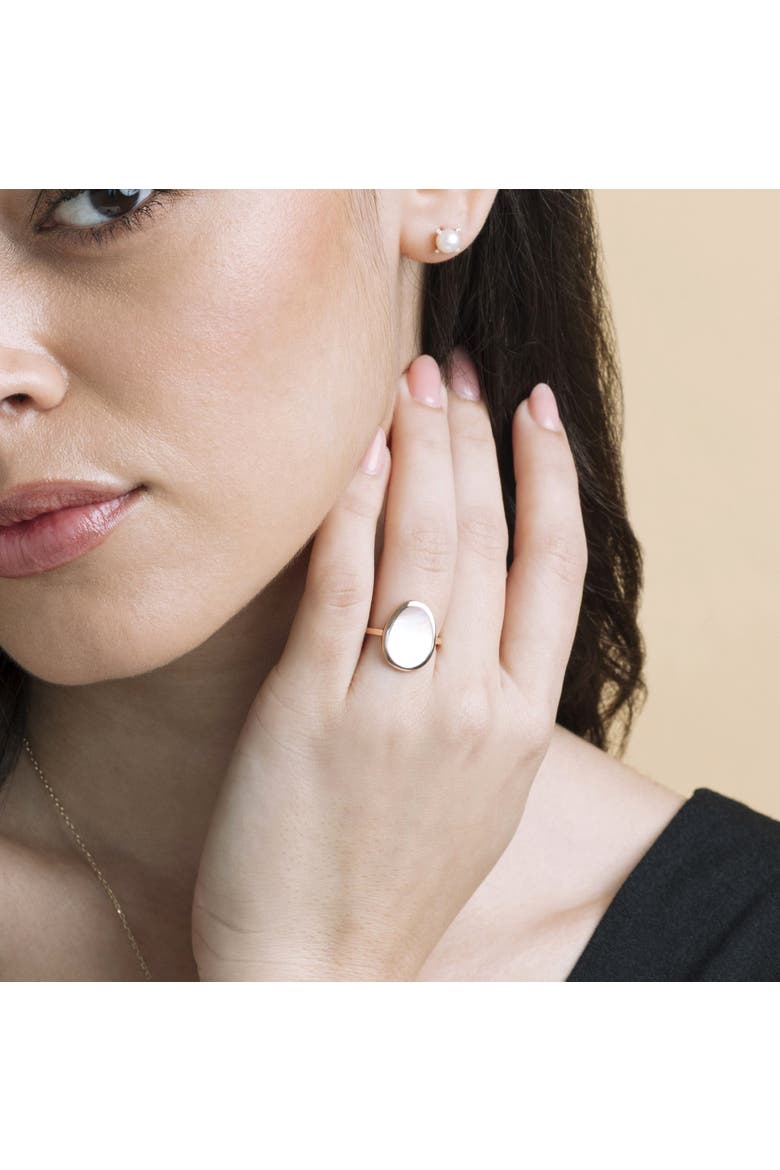 Pink Cultured Mother of Pearl Raya Ring, Alternate, color, Rose Gold Plated