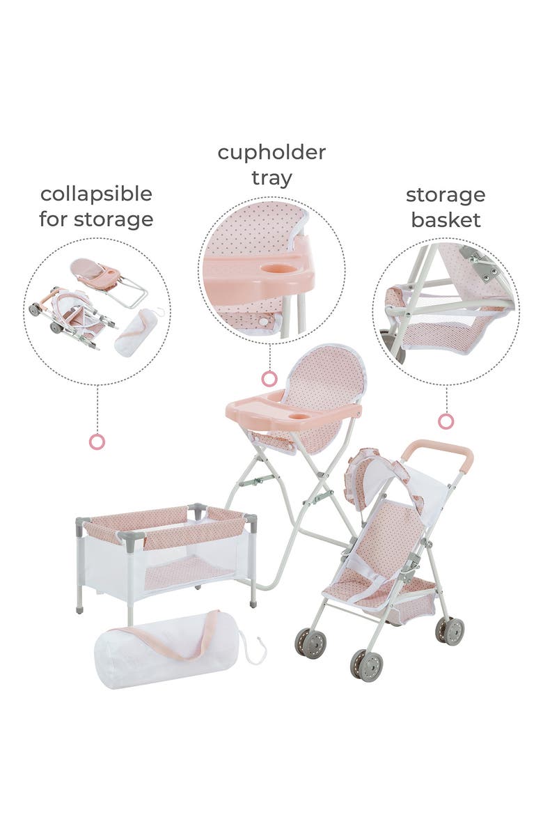 Teamson Kids Olivia's Little World Polka Dots Princess 3-in-1 Baby Doll Nursery Set, Alternate, color, Pink