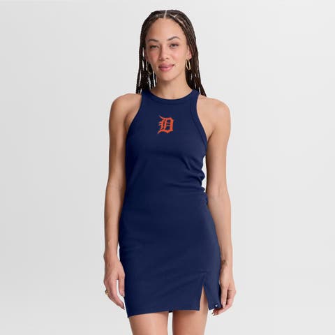 Women's Fanatics  Navy Detroit Tigers Tri-Blend Ribbed Sleeveless Dress