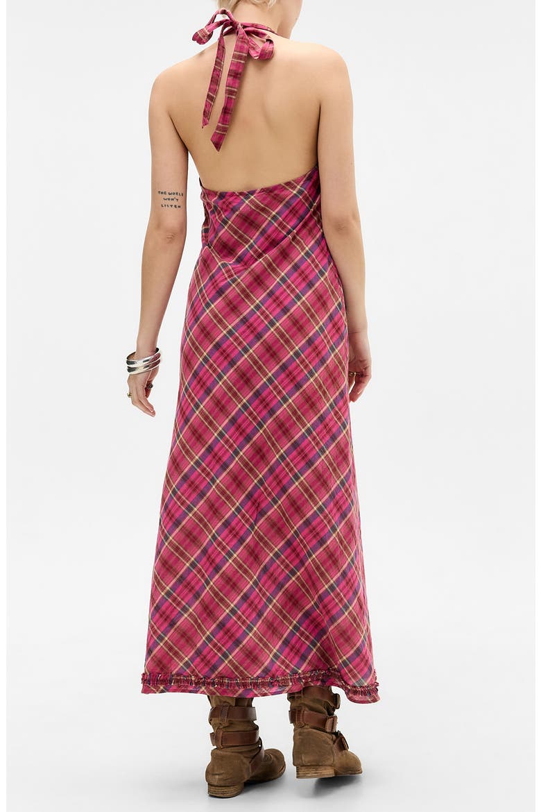 Rita Plaid Halter Midi Dress, Alternate, color, RED CHECK