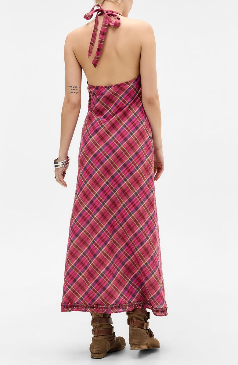 BDG Urban Outfitters Rita Plaid Halter Midi Dress, Alternate, color, Red Check