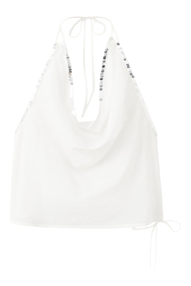 Sequin Drape Halter Top, Main, color, OFF WHITE
