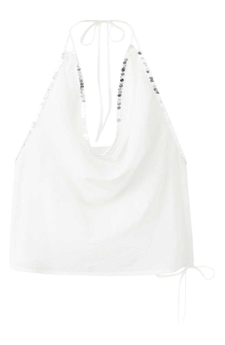 MANGO Sequin Drape Halter Top, Main, color, Off White