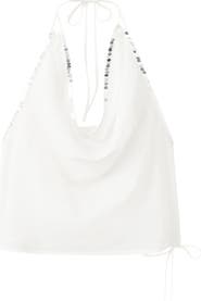 MANGO Sequin Drape Halter Top