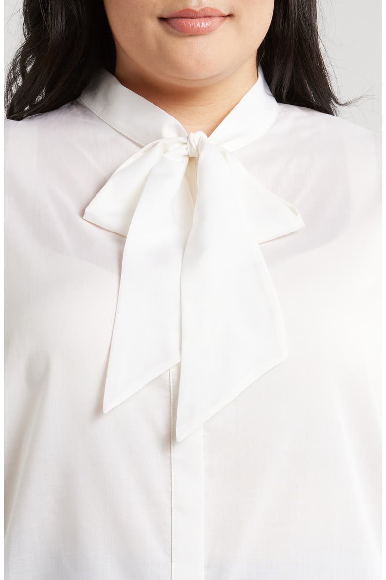 Aveline Tie Neck Button-Up Shirt, Alternate, color, IVORY