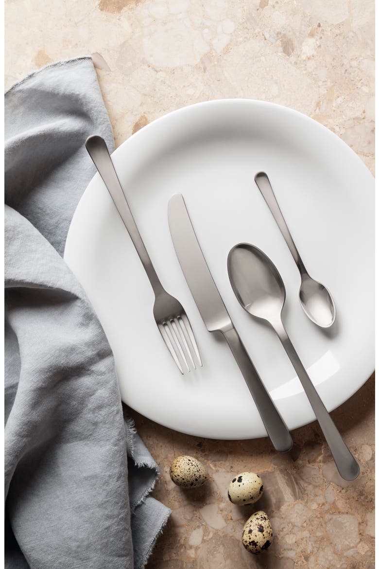 Copenhagen Five-Piece Matte Flatware Place Setting, Alternate, color, SILVER