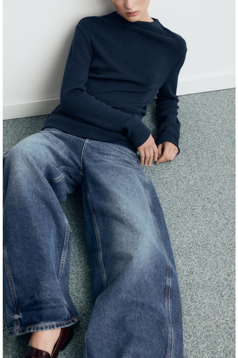 Funnel Neck Sweatshirt, Alternate, color, NAVY
