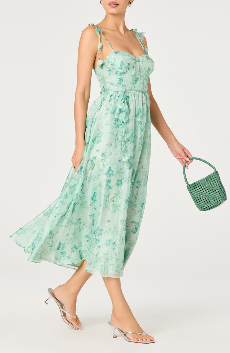 ASTR the Label Halcyon Floral Print A-Line Dress, Alternate, color, Green Floral