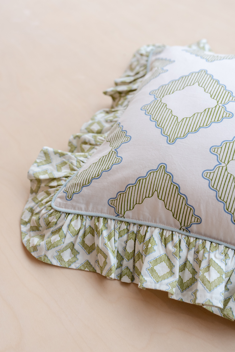 Cotton Diamond Pillowcase, Alternate, color, Green Diamond
