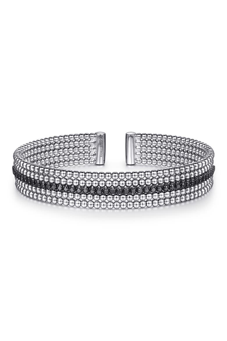 Bujukan Black Spinel Multi-Strand Bracelet, Main, color, STERLING SILVER/ BLACK