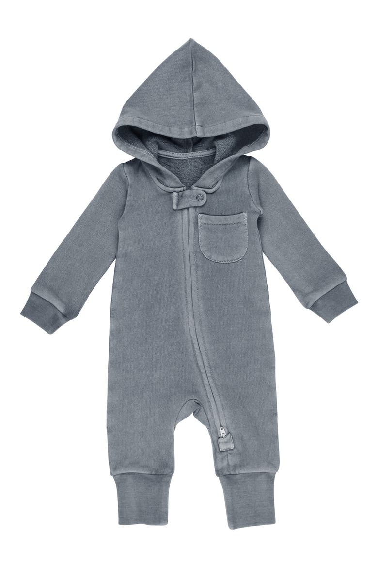 Hooded Organic Cotton Zip Romper, Main, color, MOONSTONE