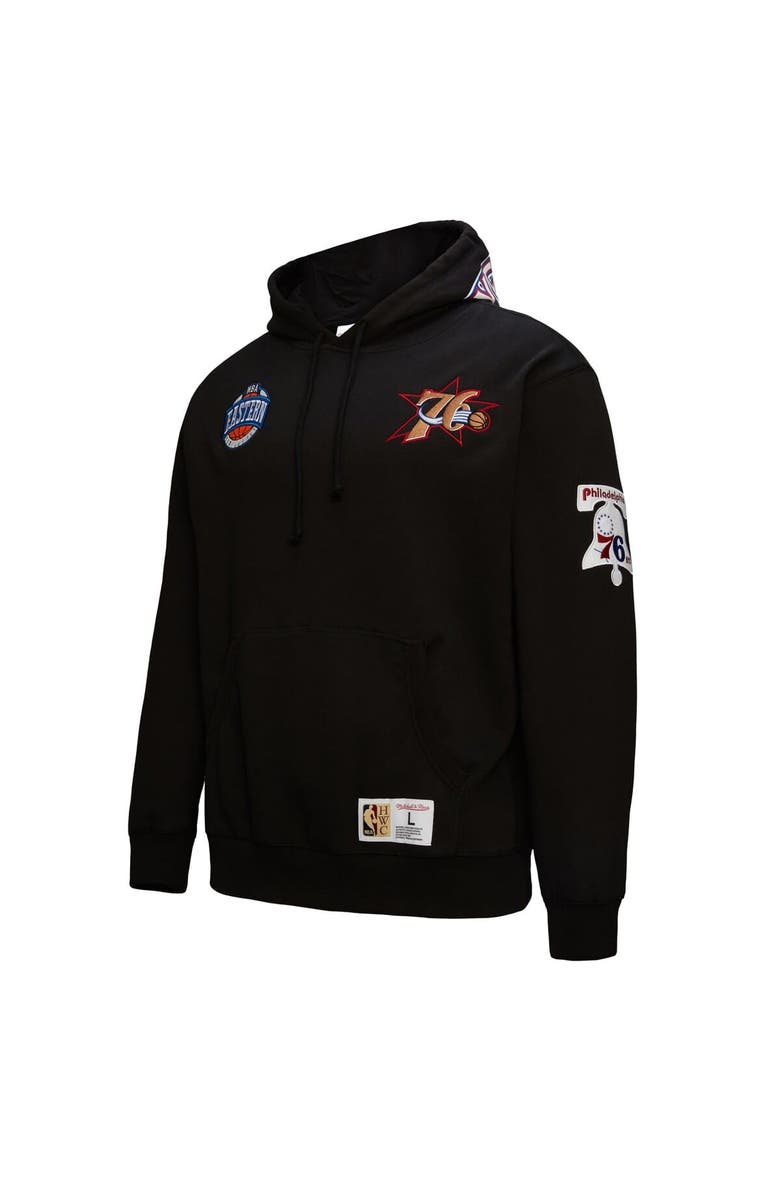 Mitchell & Ness Men's Mitchell & Ness Black Philadelphia 76ers Hardwood Classics Blackout Collection Pullover Hoodie, Alternate, color, Black
