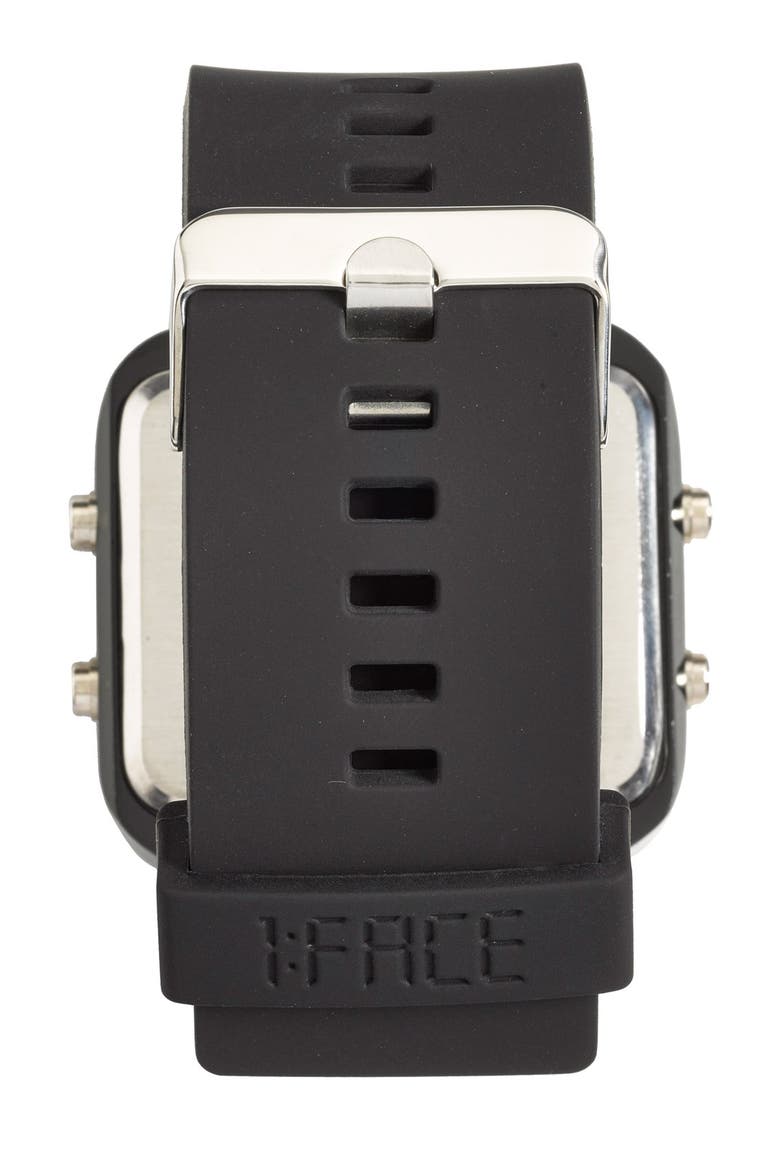 'Cancer' Square Digital Silicone Strap Watch, 38mm, Alternate, color, CANCER/ BLACK