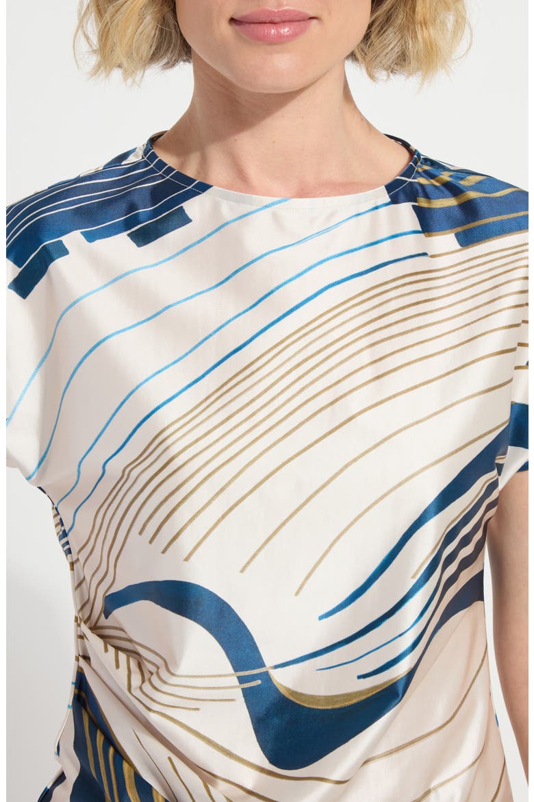 Faride Side Pleat Stretch Satin Top, Alternate, color, BLOCK PUZZLE
