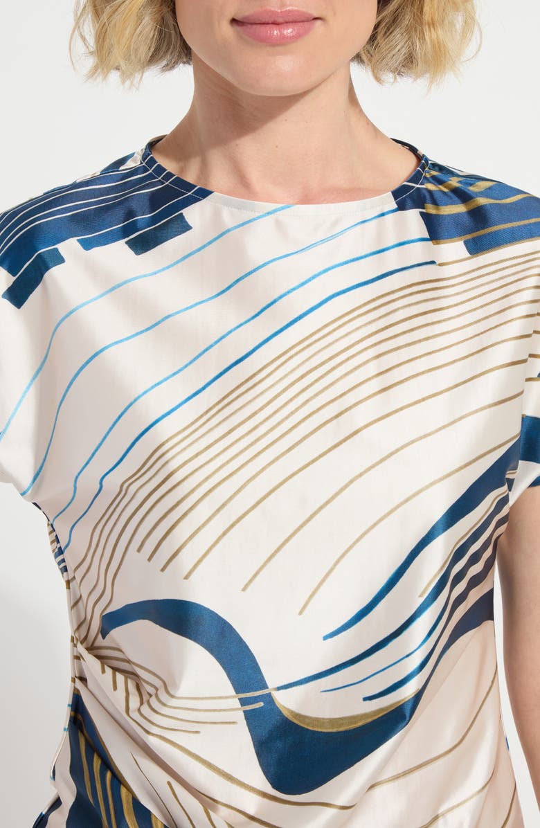 Lysse Faride Side Pleat Stretch Satin Top, Alternate, color, Block Puzzle
