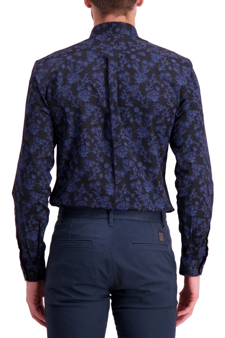 Long Sleeve Floral Printed Regular Fit Shirt, Alternate, color, BLACK