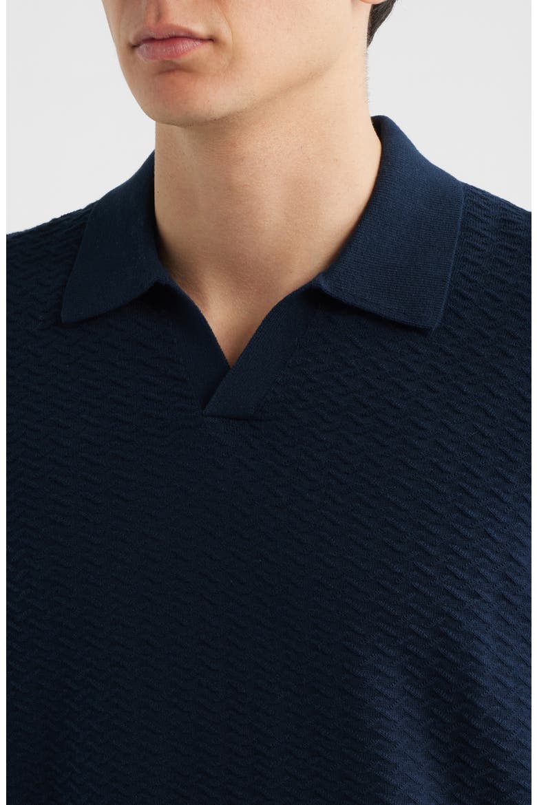 Paul Textured Organic Cotton Knit Polo, Alternate, color, NAVY BLUE