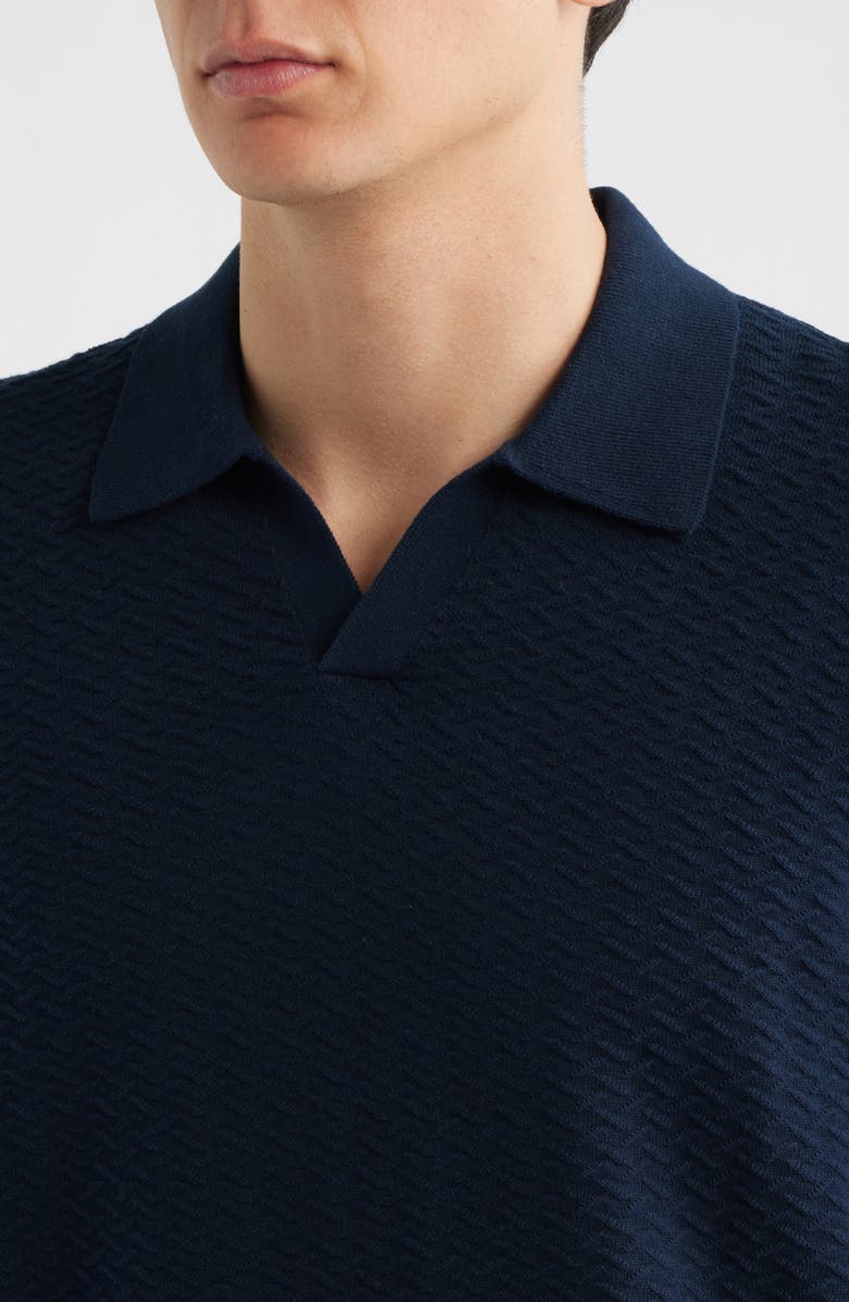 NN07 Paul Textured Organic Cotton Knit Polo, Alternate, color, Navy Blue