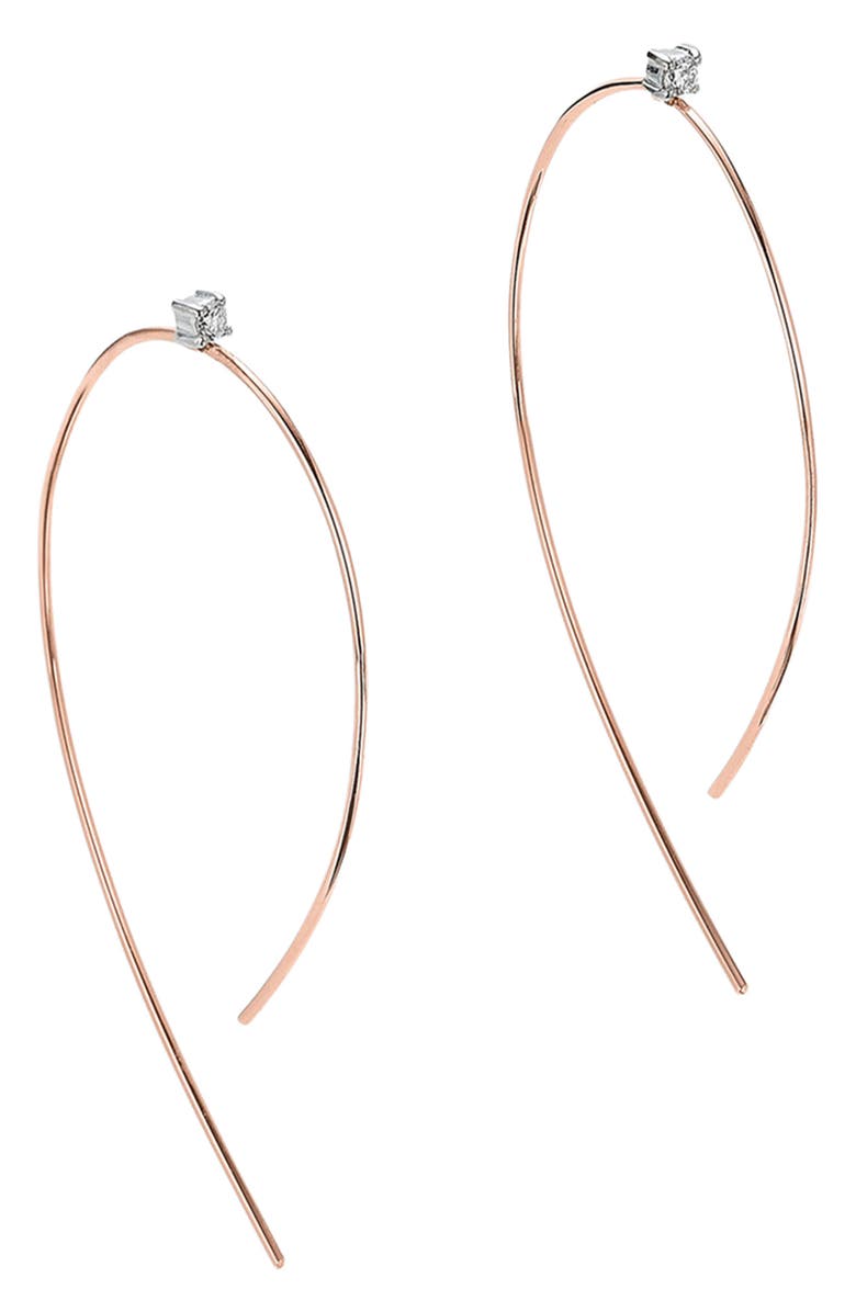 LANA Diamond Hooked On Hoop Earrings, Main, color, Rose Gold