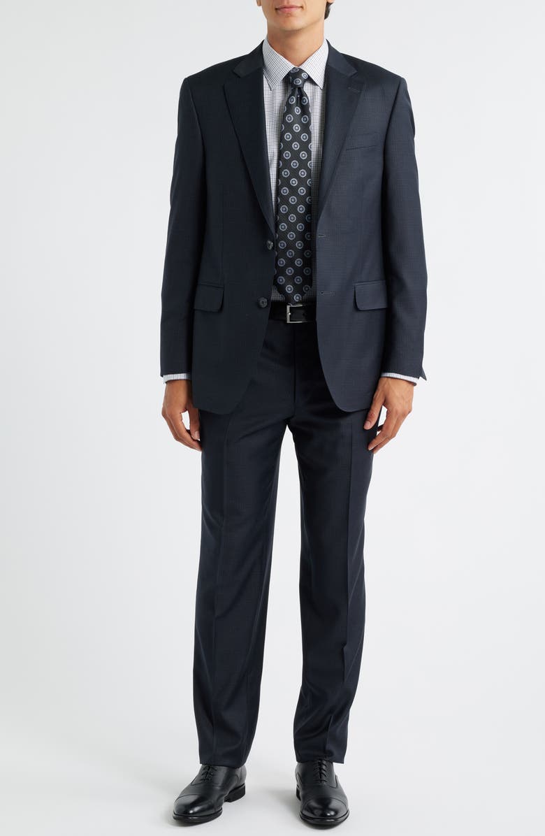 Peter Millar Flynn Classic Fit Grey Check Wool Suit, Main, color, Charcoal