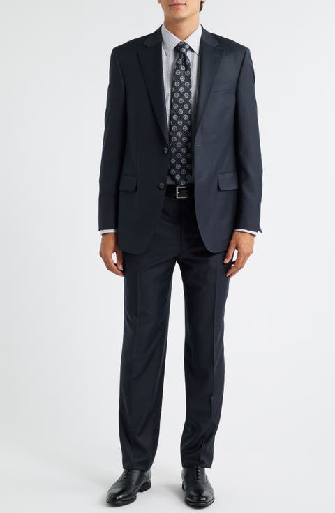 Flynn Classic Fit Grey Check Wool Suit (Regular & Big)