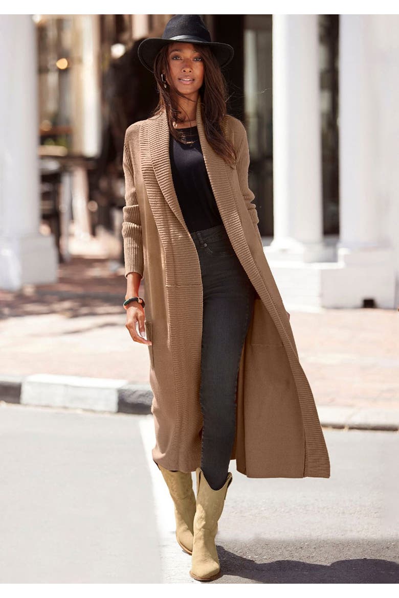 Long Knit Cardigan, Alternate, color, Camel