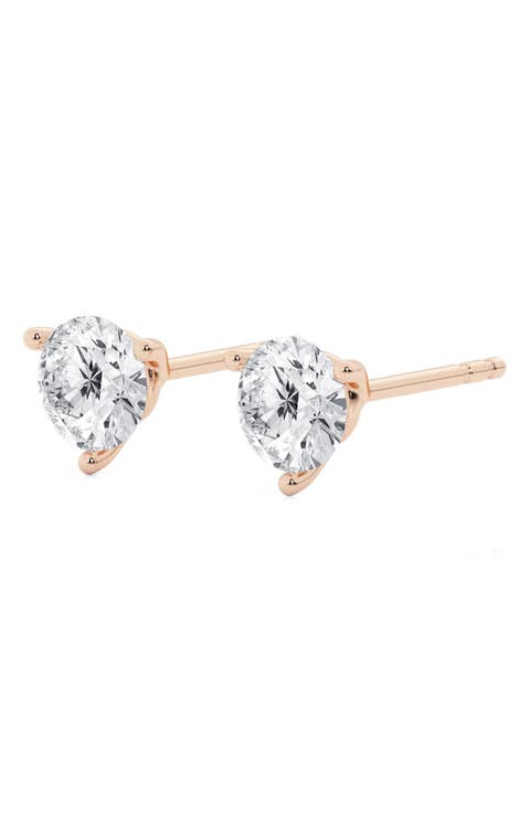 14K Gold Round Cut Near Colorless Lab-Created Diamond Stud Earrings - 1.0ct