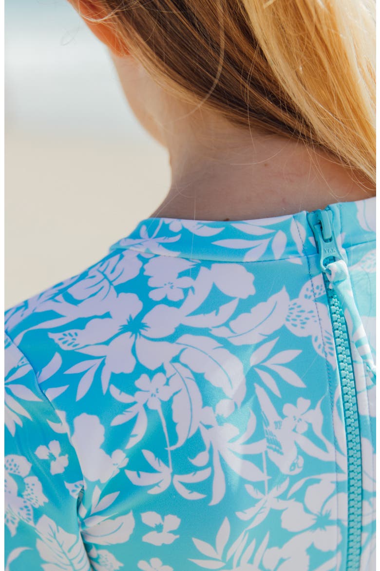 Kids' Wave Chaser Long Sleeve UPF 50+ One-Piece Rashguard Swimsuit, Alternate, color, OCEAN BLUE
