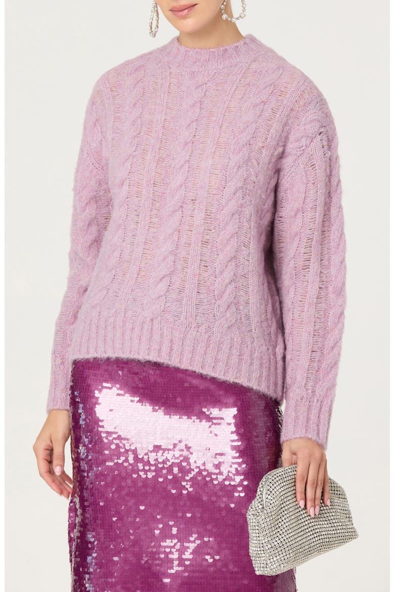 Violette Cable Stitch Sweater, Main, color, LAVENDER