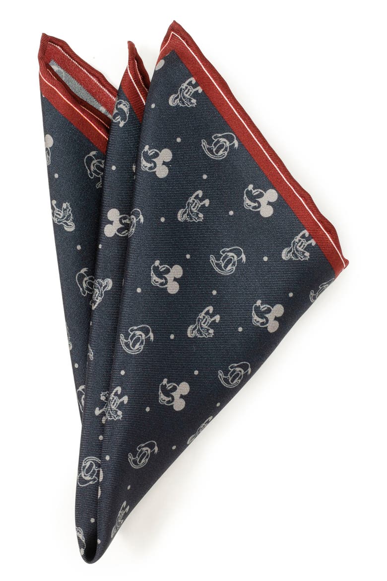 x Disney Mickey & Friends Silk Pocket Square, Main, color, NAVY