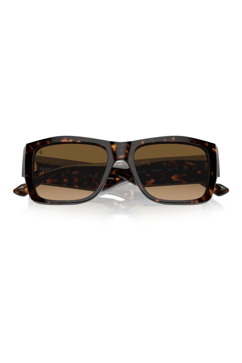56mm Polarized Square Sunglasses, Alternate, color, HAVANA / POLAR BROWN GRADIENT