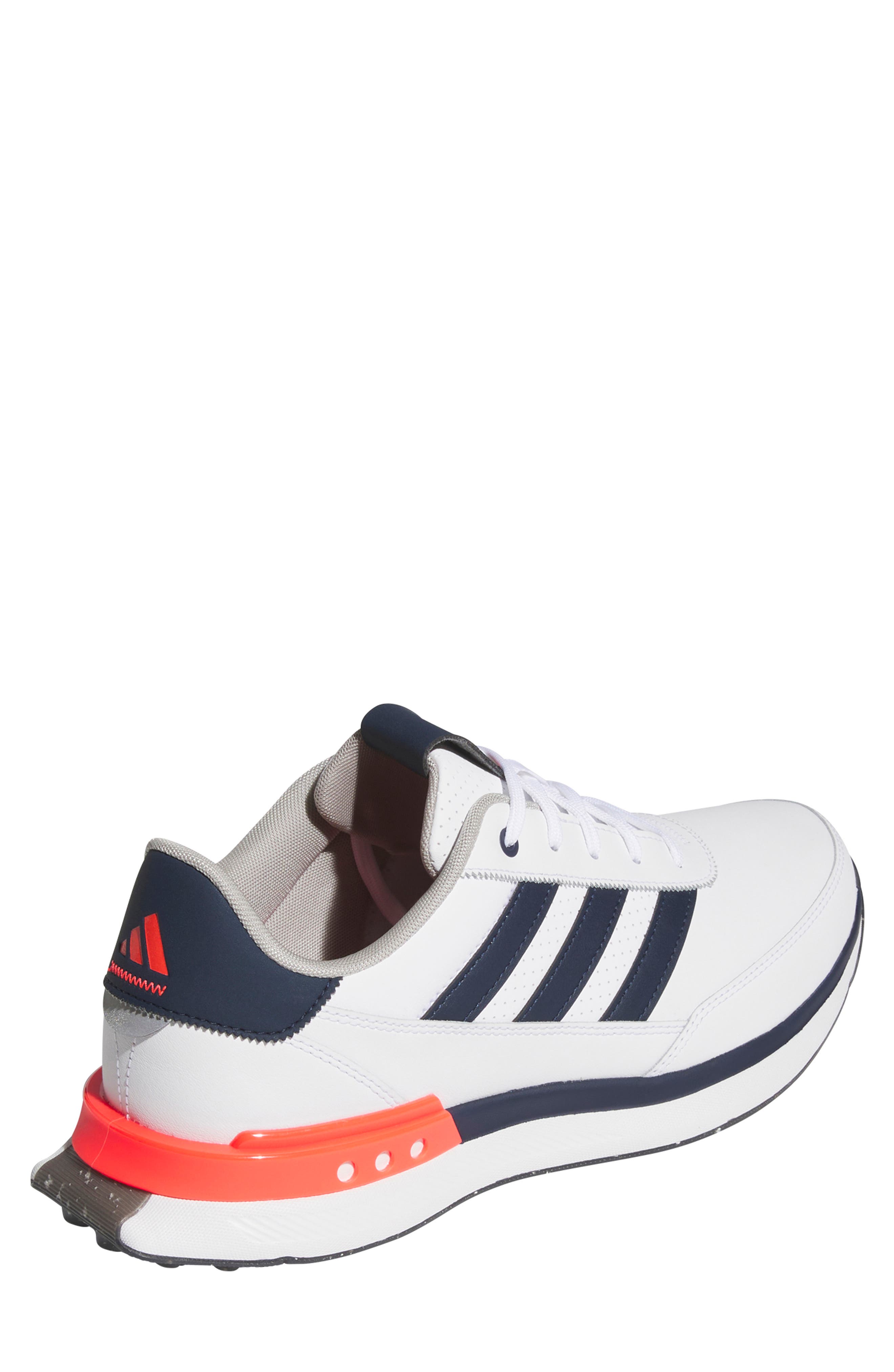 adidas S2G 24 Waterproof Leather Spikeless Golf Shoe, Alternate, color, White/ Navy/ Lucid Red