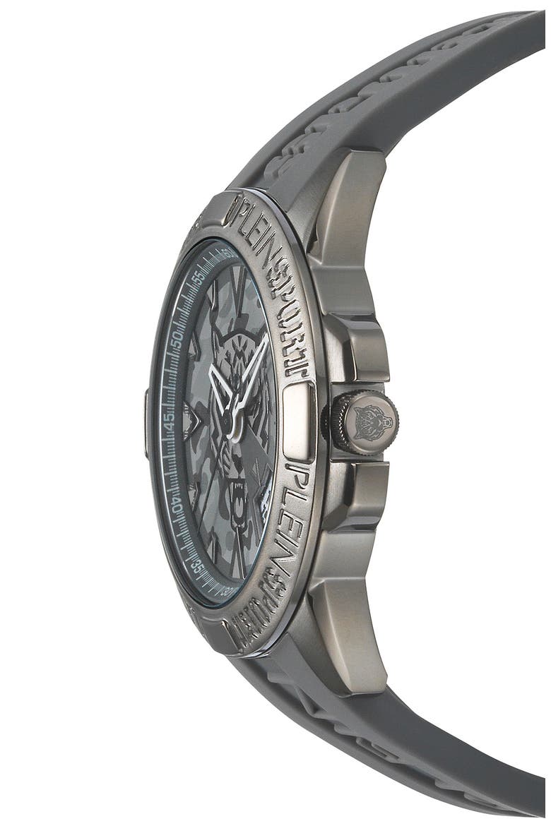 Touchdown Silicone Strap Watch, 44mm, Alternate, color, GUN