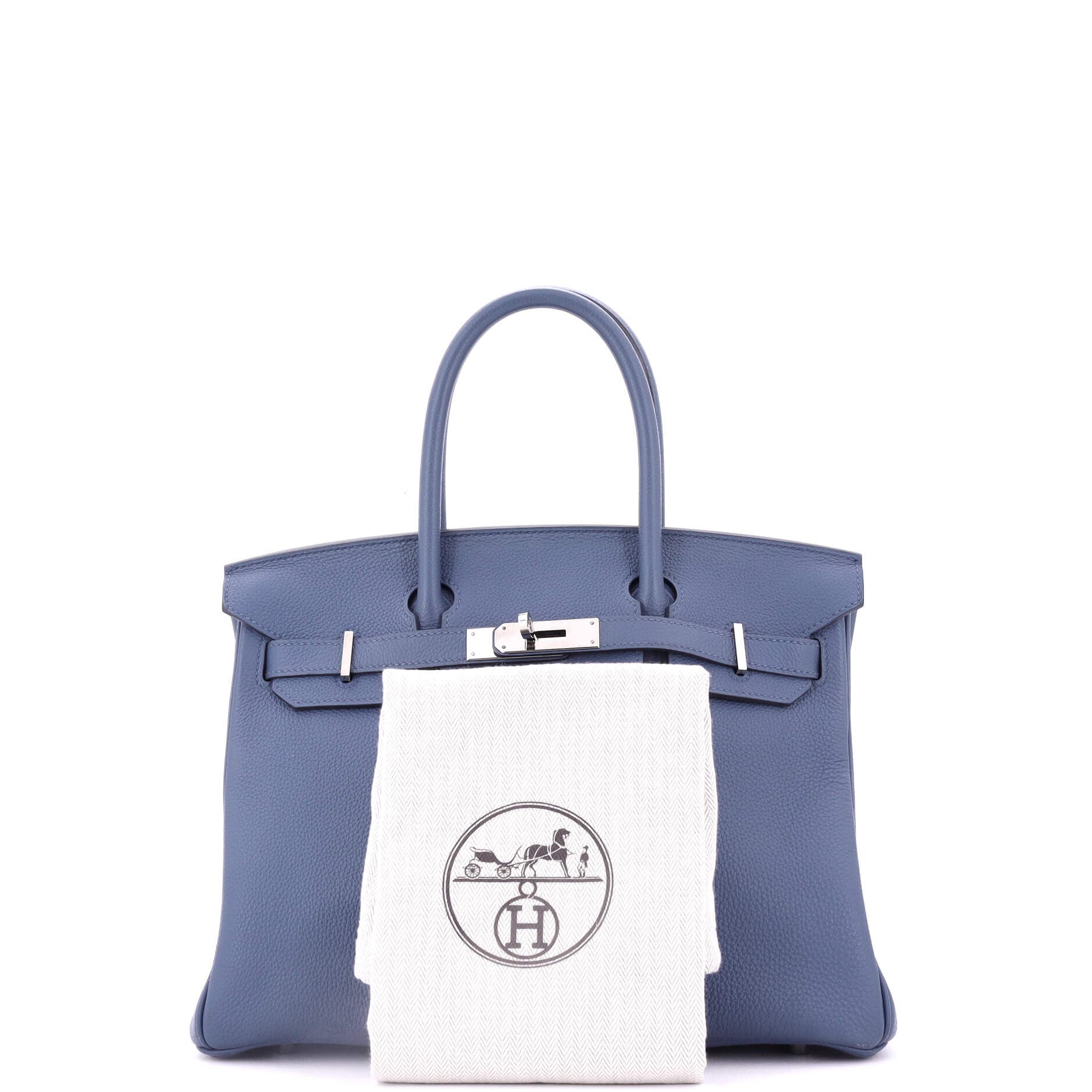 Pre-Owned Hermes Birkin Handbag Blue Togo with Palladium Hardware 30, Alternate, color, Bleu Brighton