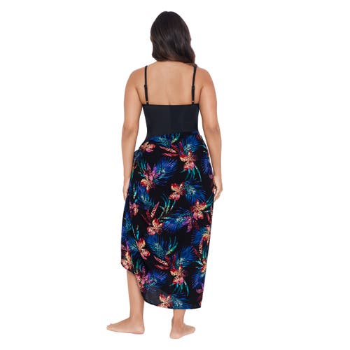 Trimshaper Adjustable Side Tie Tassel Pareo Swimsuit Coverup In Multi
