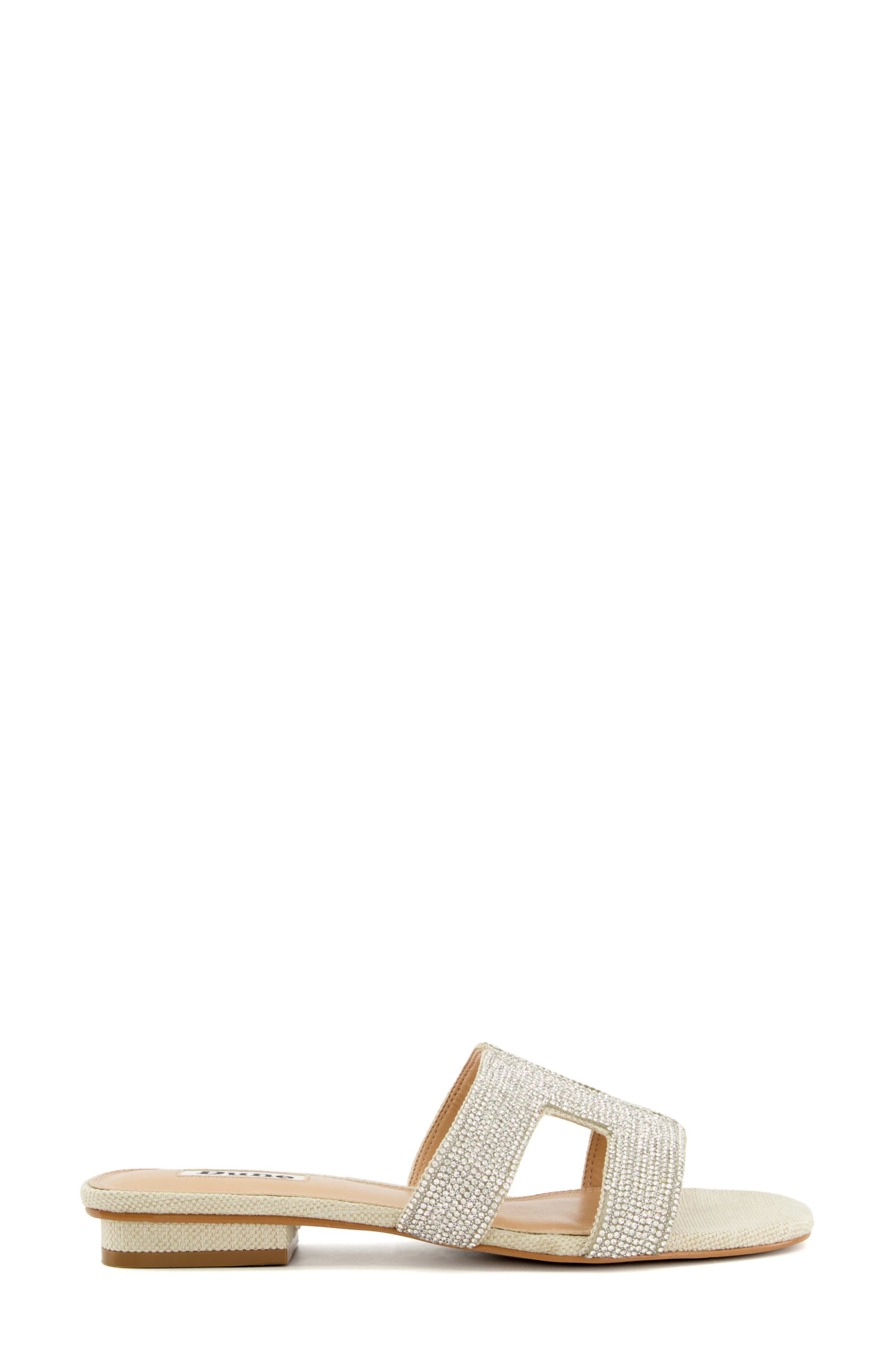 Dune London Loupe Slide Sandal, Alternate, color, Silver