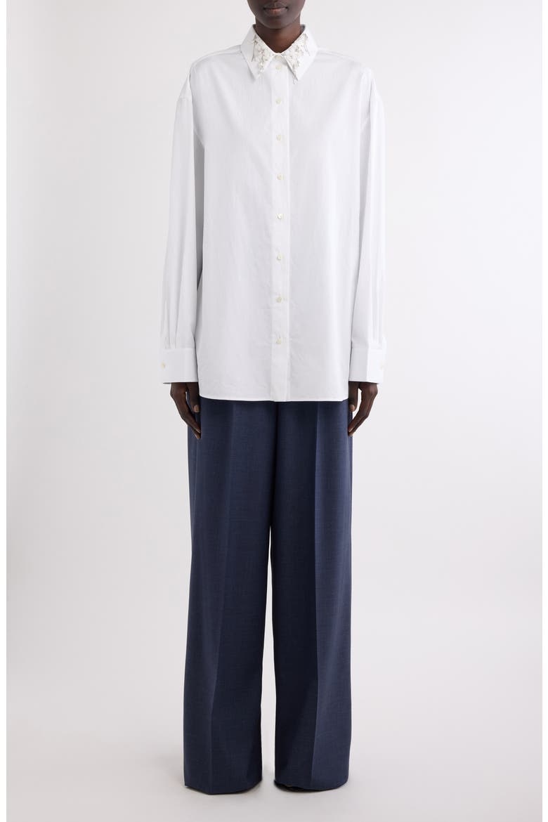 Pleated Wool Wide Leg Pants, Alternate, color, DENIM BLUE