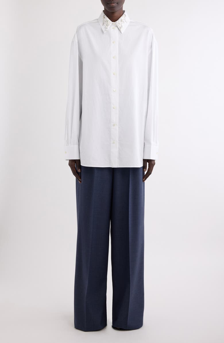 Givenchy Pleated Wool Wide Leg Pants, Alternate, color, Denim Blue