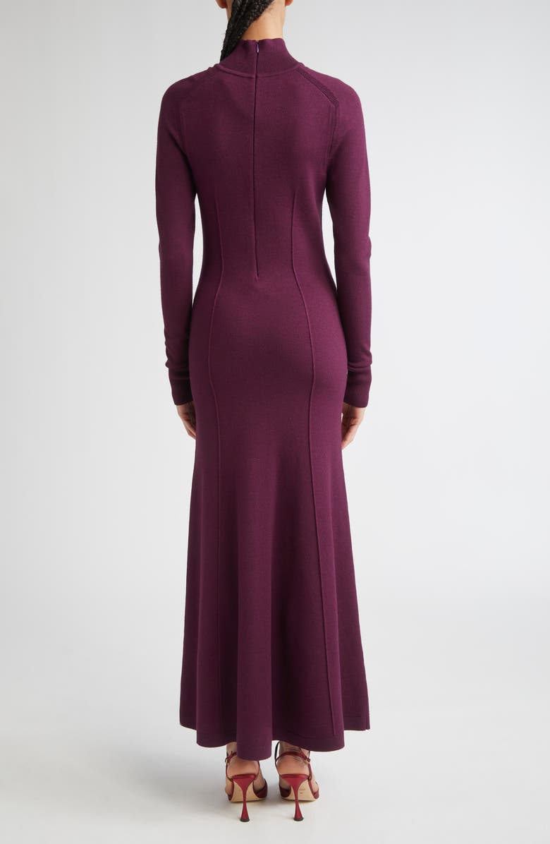 Carolina Herrera Long Sleeve Mock Neck Sweater Dress, Alternate, color, Eggplant