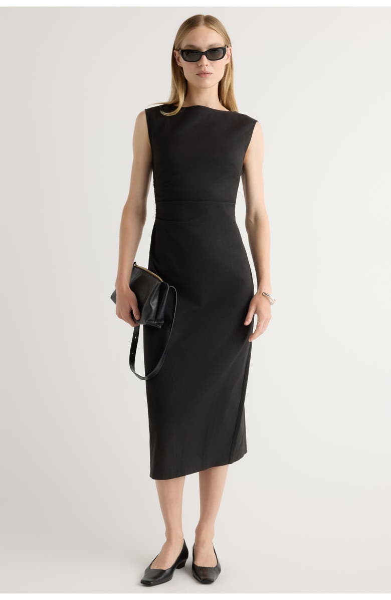 Modern Citizen Inari Cotton Twill Boat-Neck Dress, Alternate, color, Black