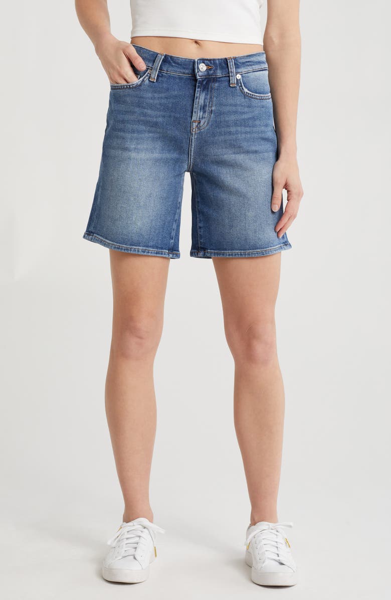7 For All Mankind Denim Boy Shorts, Main, color, Midelt