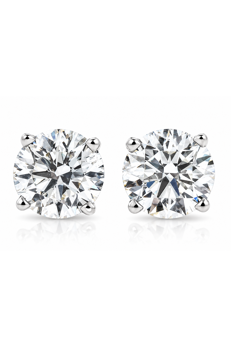4 Ct T.w. Certified Diamond Screw Back Studs 14k Gold Lab Grown, Main, color, 14k White Gold