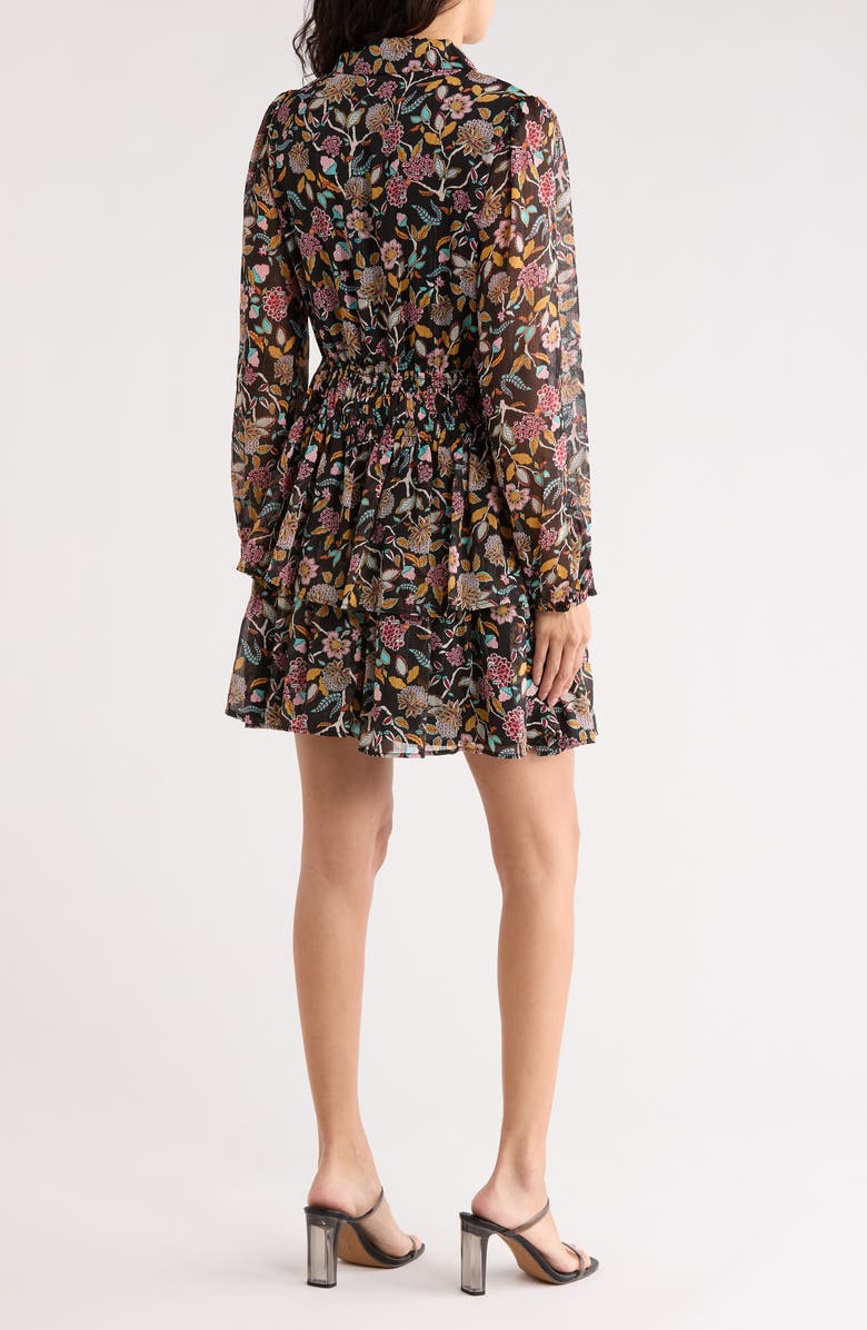 Desigual Floral Long Sleeve Smocked Waist Shirtdress, Alternate, color, 