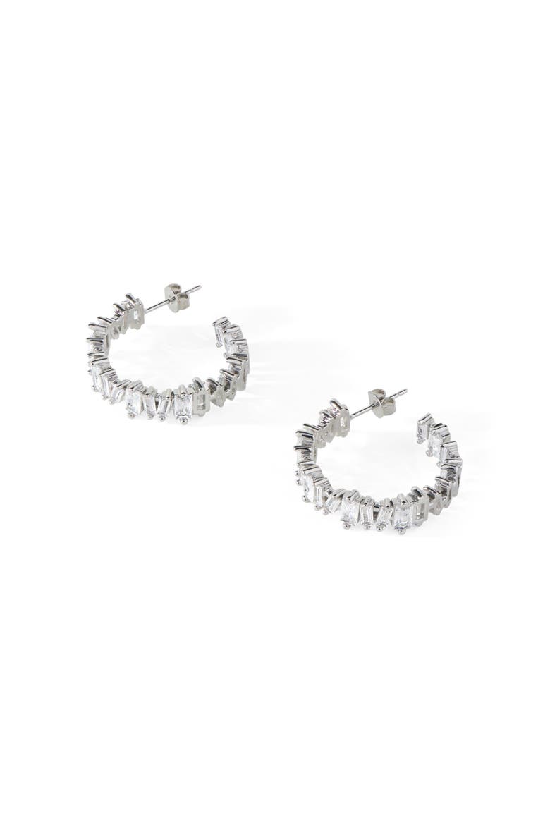 The Clarity Hoop Earrings, Alternate, color, Silver/White CZ