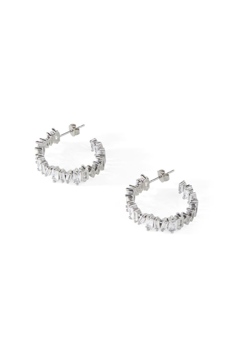 Ora Ana The Clarity Hoop Earrings, Alternate, color, Silver/White Cz