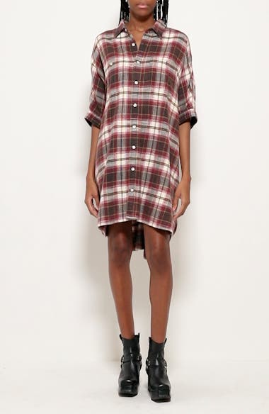 open lace back dress R13 // Red & Multi Plaid Oversized Boxy Shirt Dress  VSP Consignment