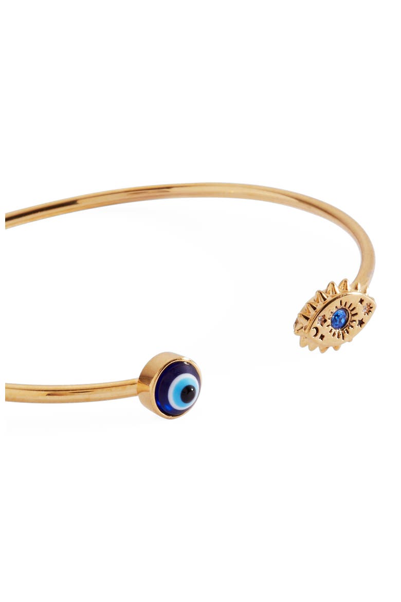 Evil Eye Flex Cuff, Alternate, color, Gold Blue