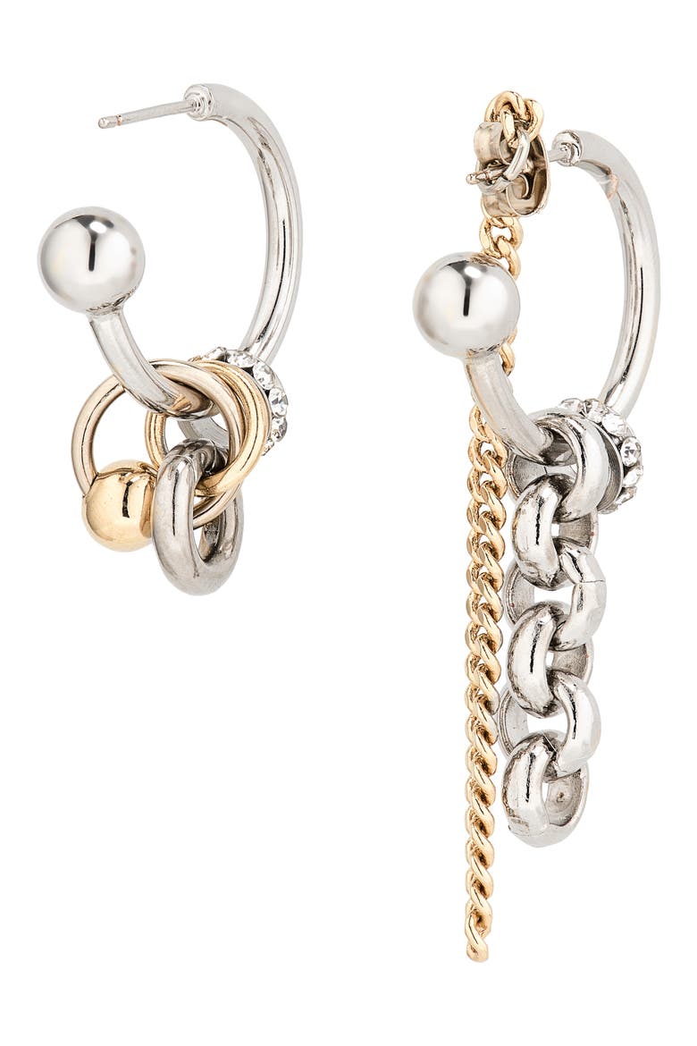 Celina Asymmetrical Hoop Earrings, Alternate, color, GOLD N PALLADIUM