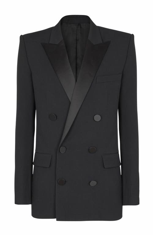 Shop Balmain Grain De Poudre Blazer With Satin Lapels