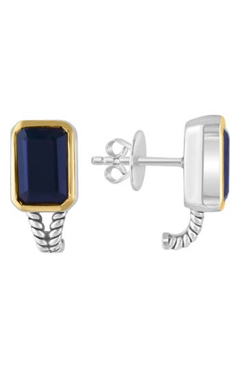 Effy Two-tone Onyx Stud Earrings In Navy